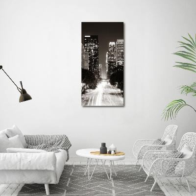 Quadro stampa su vetro verticale Los Angeles di notte
