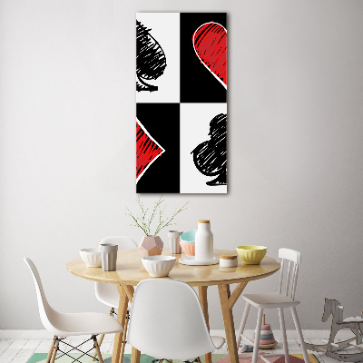 Quadro stampa su vetro verticale Semi delle carte