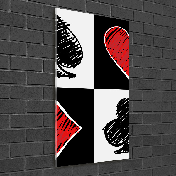 Quadro stampa su vetro verticale Semi delle carte