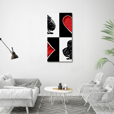 Quadro stampa su vetro verticale Semi delle carte