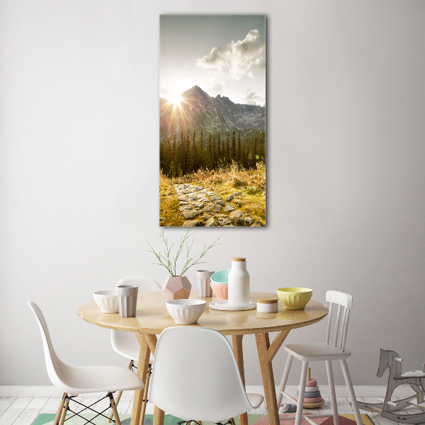 Quadro di vetro verticale Tramonto sui Monti Tatra