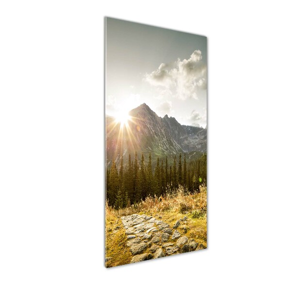 Quadro di vetro verticale Tramonto sui Monti Tatra
