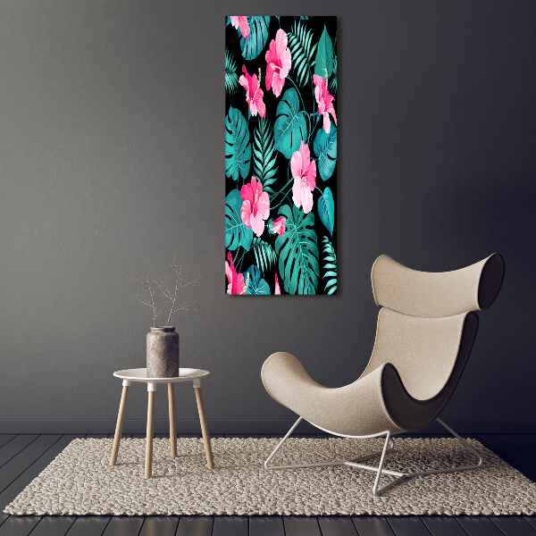 Quadro stampa su vetro verticale Fiori hawaiani