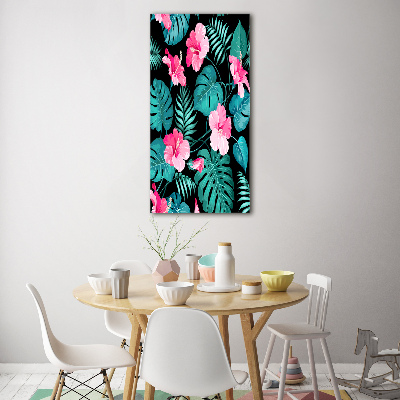 Quadro stampa su vetro verticale Fiori hawaiani