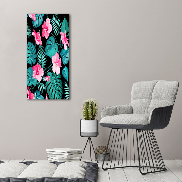 Quadro stampa su vetro verticale Fiori hawaiani