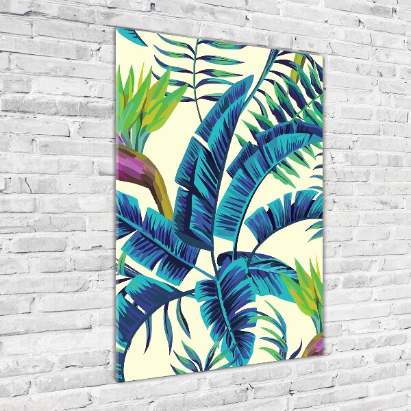 Quadro in vetro verticale Foglie tropicali