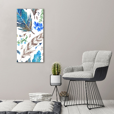 Quadro in vetro verticale Piume e fiori