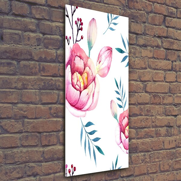 Quadro vetro verticale Peonie