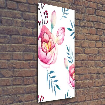 Quadro vetro verticale Peonie