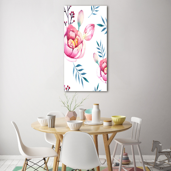 Quadro vetro verticale Peonie