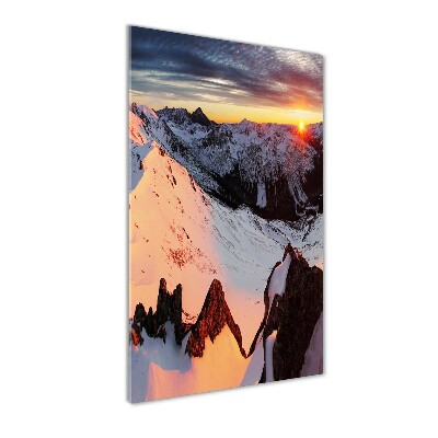 Quadro stampa su vetro verticale Montagne in inverno