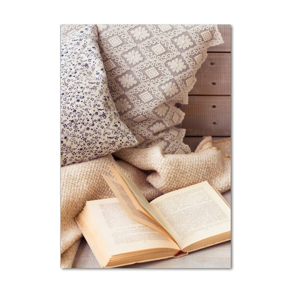 Quadro di vetro verticale Rilassarsi con un libro