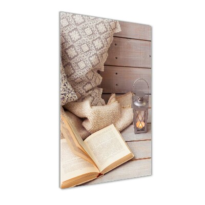 Quadro di vetro verticale Rilassarsi con un libro