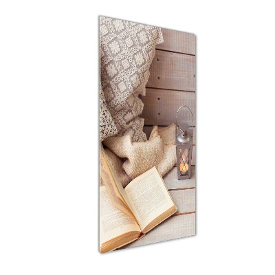 Quadro di vetro verticale Rilassarsi con un libro