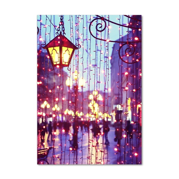 Quadro di vetro verticale Luci in città