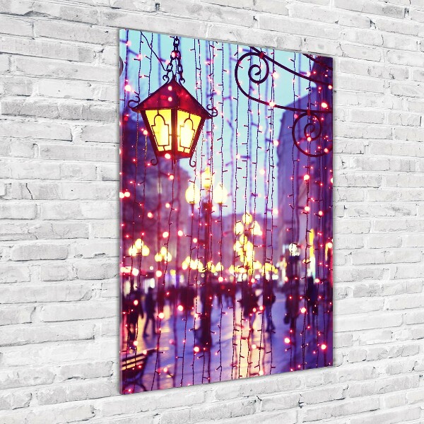 Quadro di vetro verticale Luci in città