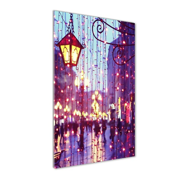 Quadro di vetro verticale Luci in città
