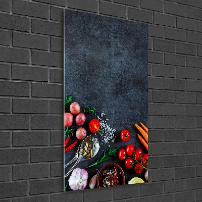 Quadro vetro verticale Verdure e spezie