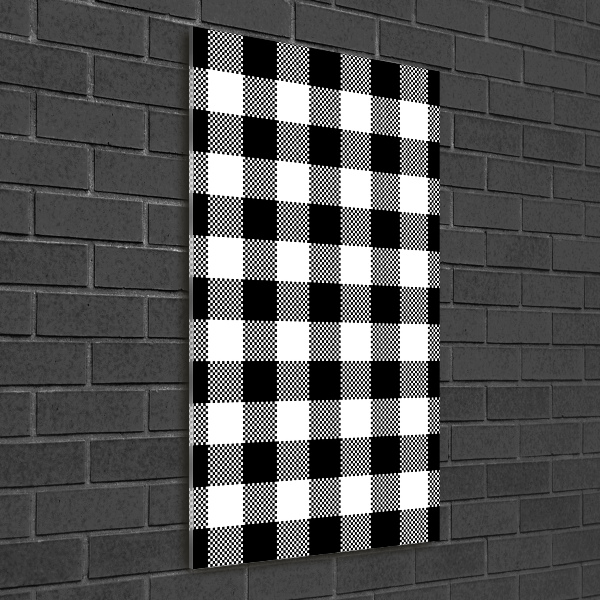Quadro di vetro verticale A scacchi bianchi e neri