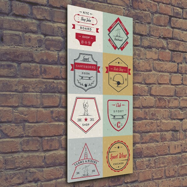 Quadro in vetro verticale Segnali per skateboard