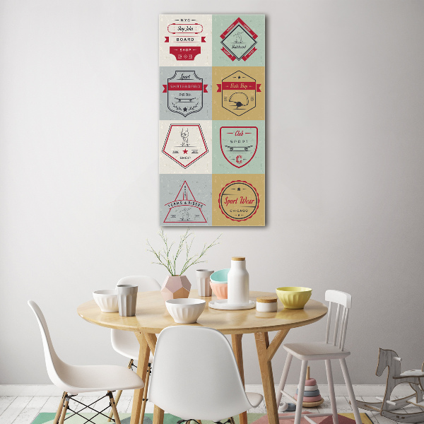 Quadro in vetro verticale Segnali per skateboard