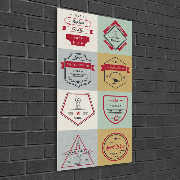 Quadro in vetro verticale Segnali per skateboard