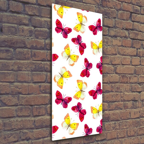 Quadro stampa su vetro verticale Farfalle colorate