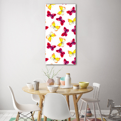 Quadro stampa su vetro verticale Farfalle colorate