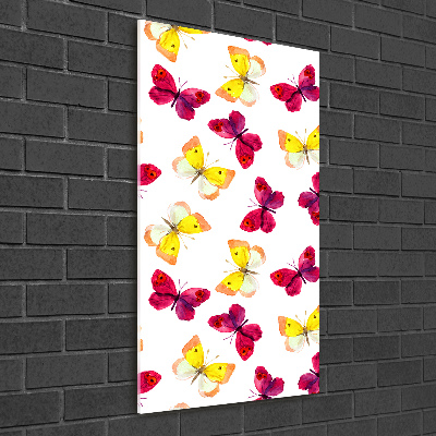 Quadro stampa su vetro verticale Farfalle colorate