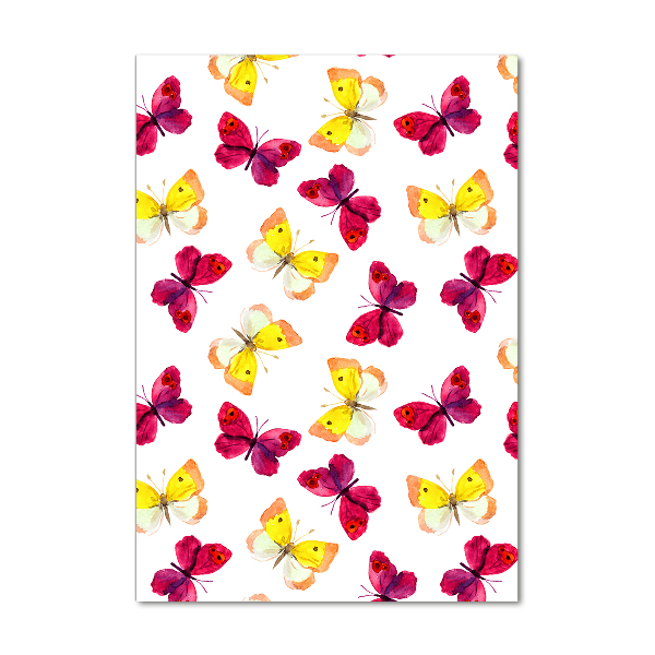 Quadro stampa su vetro verticale Farfalle colorate