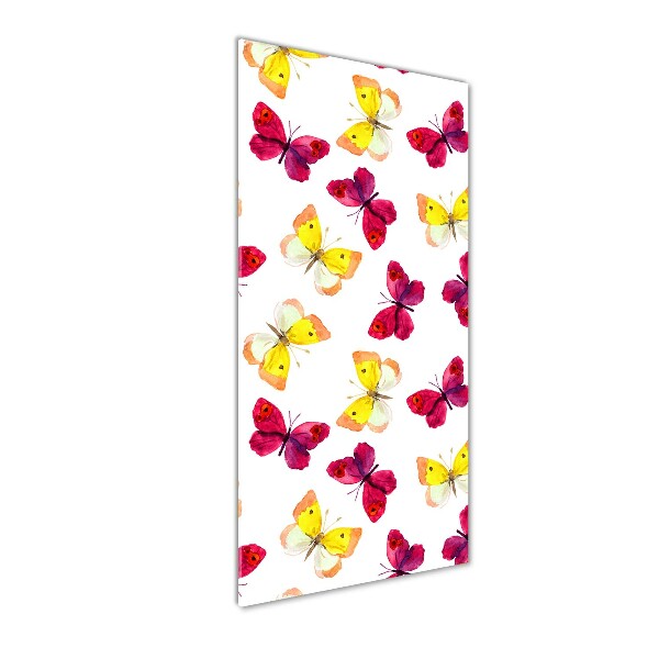 Quadro stampa su vetro verticale Farfalle colorate