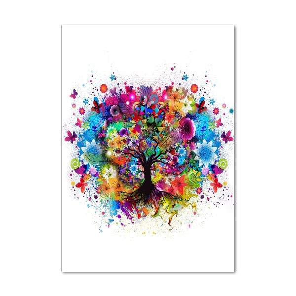 Quadro di vetro verticale Albero astratto