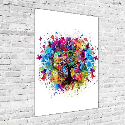 Quadro di vetro verticale Albero astratto