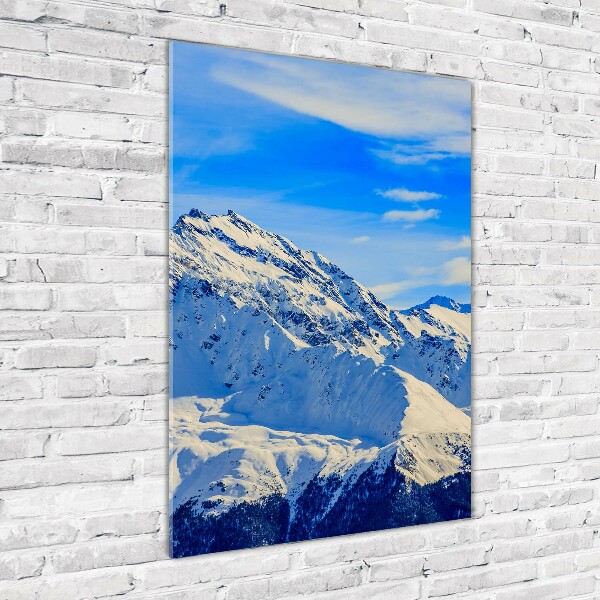 Quadro vetro verticale Montagne in inverno