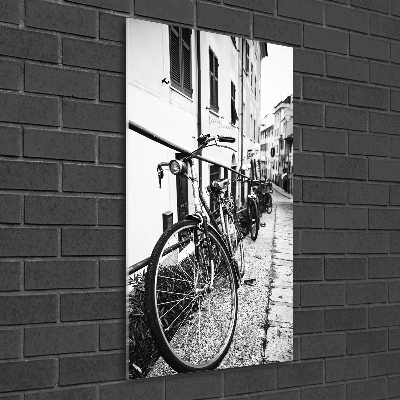 Quadro stampa su vetro verticale Biciclette da città