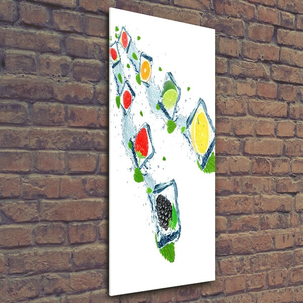 Quadro in vetro verticale Frutta e ghiaccio
