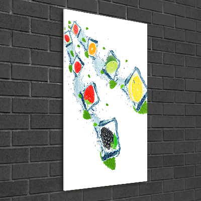 Quadro in vetro verticale Frutta e ghiaccio