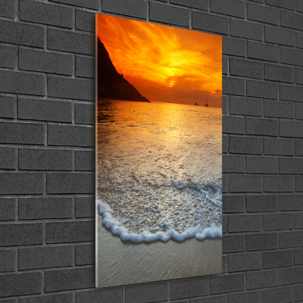 Quadro stampa su vetro verticale Tramonto