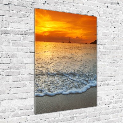 Quadro stampa su vetro verticale Tramonto