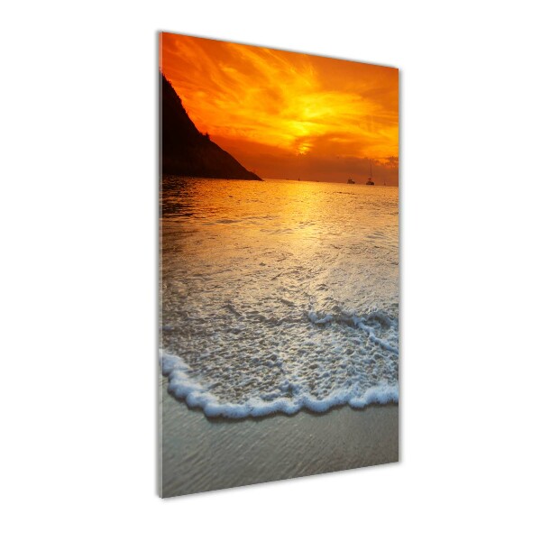 Quadro stampa su vetro verticale Tramonto