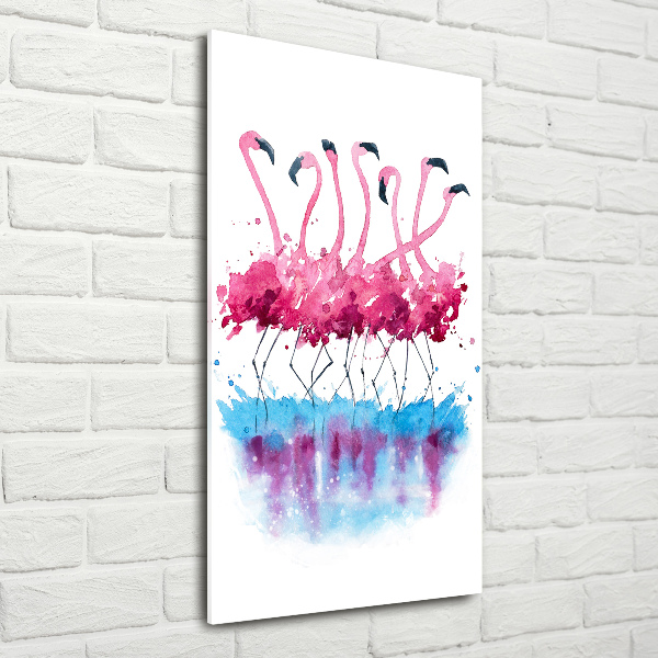Quadro vetro verticale Fenicotteri