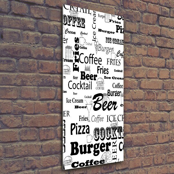 Quadro vetro verticale Menù del ristorante