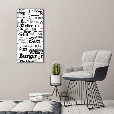 Quadro vetro verticale Menù del ristorante