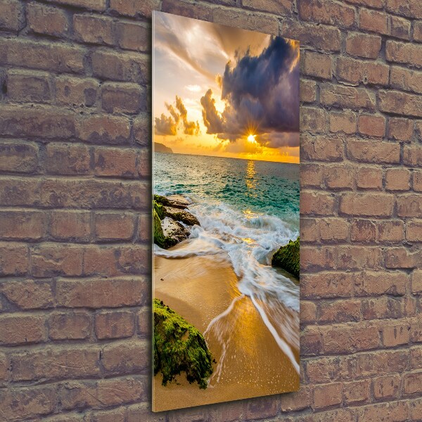 Quadro di vetro verticale Mare al tramonto