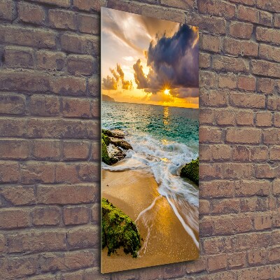 Quadro di vetro verticale Mare al tramonto