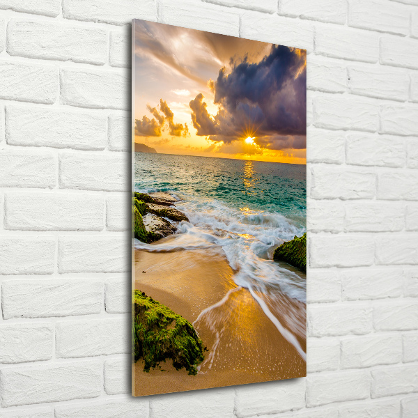 Quadro di vetro verticale Mare al tramonto