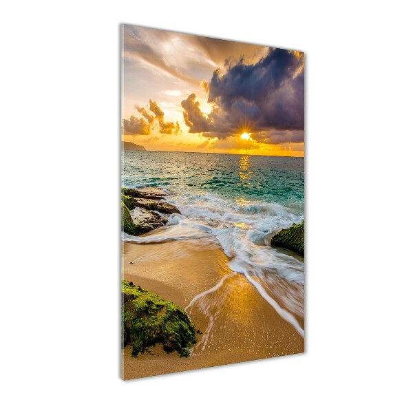 Quadro di vetro verticale Mare al tramonto