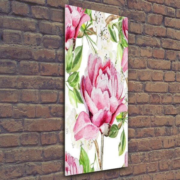 Quadro in vetro verticale Peonia