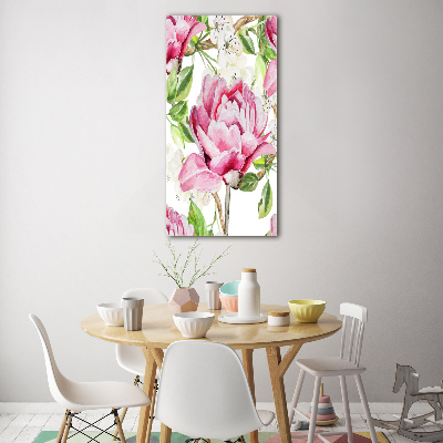 Quadro in vetro verticale Peonia