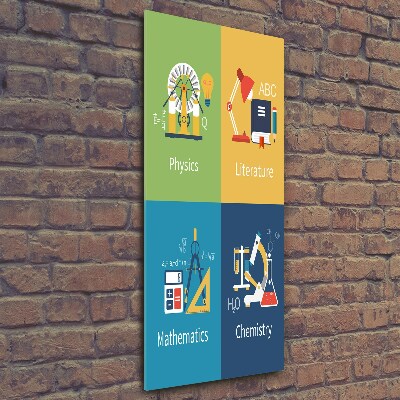 Quadro stampa su vetro verticale Materie scolastiche
